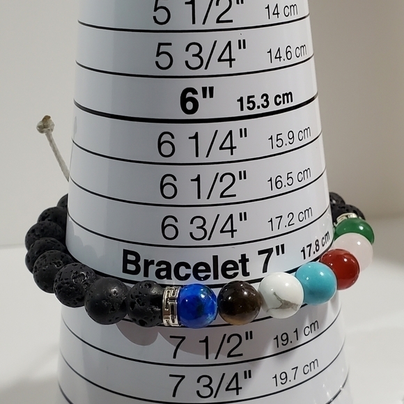 Healing Chakra and Lava natural stone adjustable bracelet - Picture 4 of 5